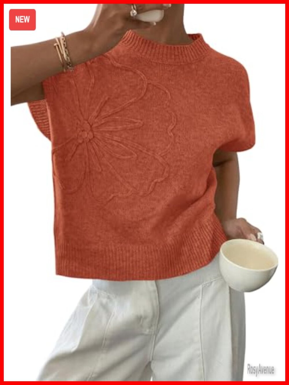 PRETTYGARDEN Women's Summer Cap Sleeve Sweater Vest Floral Knit